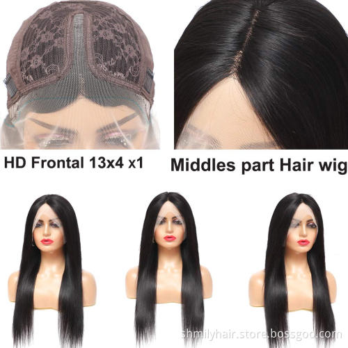 Shmily Virgin Brazilian 30 Inch Straight Body Wave Human Hair Wig Transparent Hd Lace Front Wigs 13X4X1 T Part Human Hair Wig